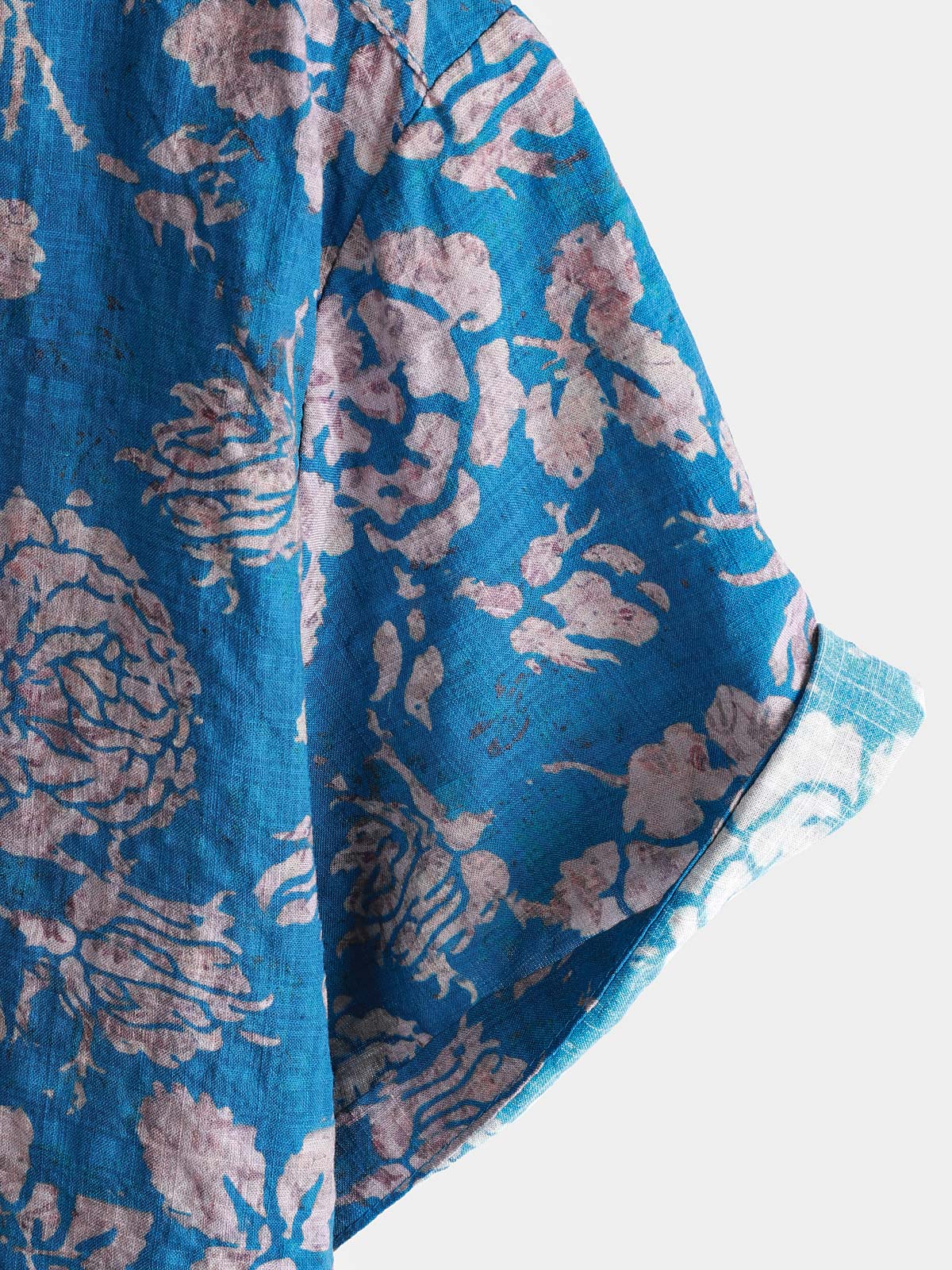 Men's Retro Botanical Print Short Sleeve Button Down Resort Shirt