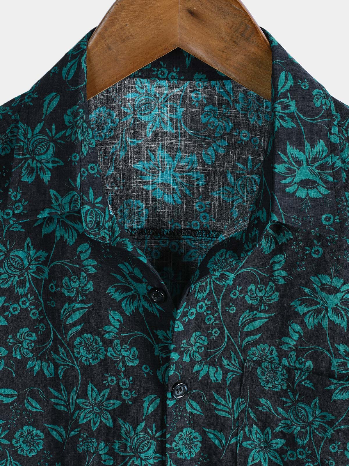 Men's Tropical Botanical Print Short Sleeve Button Down Vacation Resort Shirt