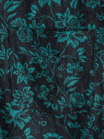 Men's Tropical Botanical Print Short Sleeve Button Down Vacation Resort Shirt