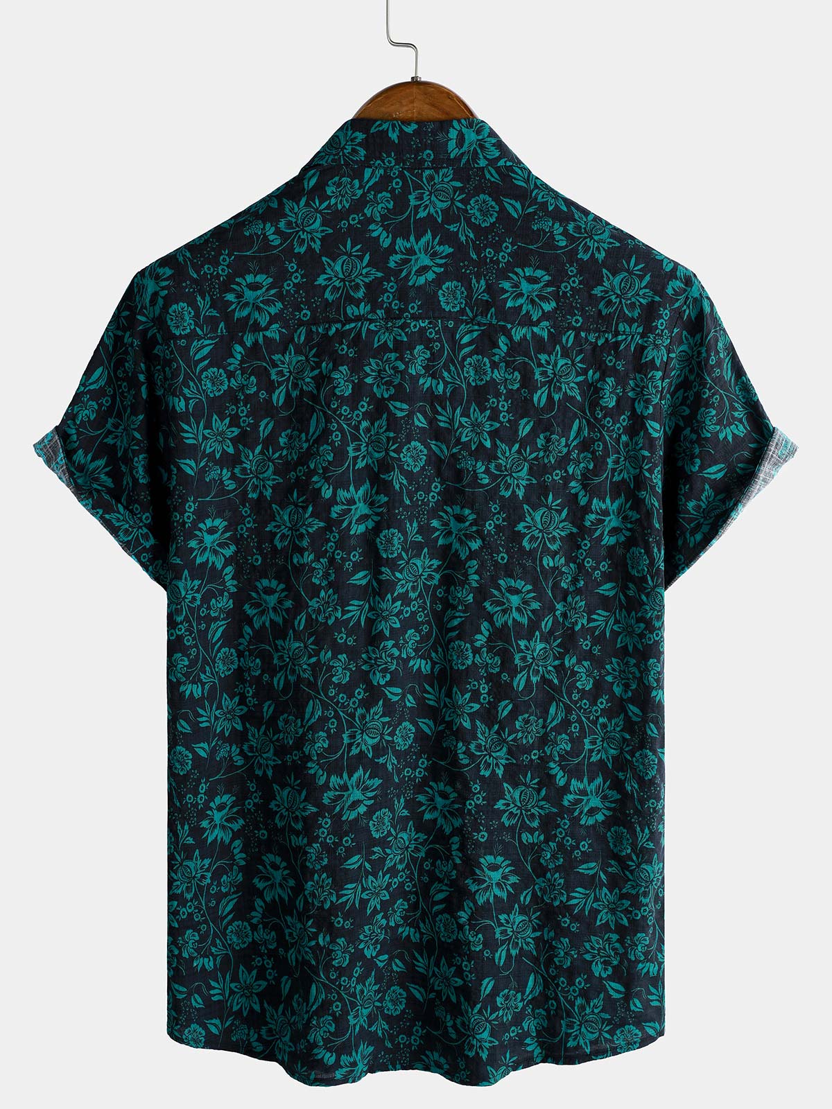 Men's Tropical Botanical Print Short Sleeve Button Down Vacation Resort Shirt