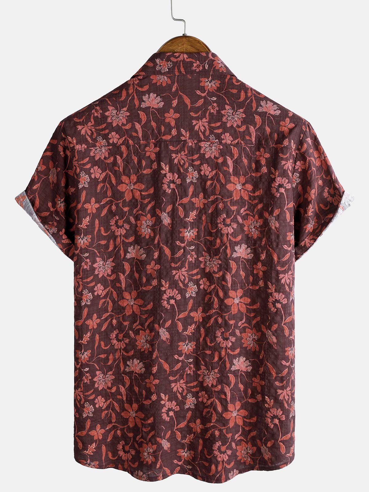 Men's Lightweight Breathable Cotton Botanical Graphic Summer Casual Shirt