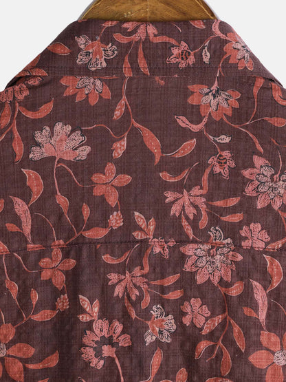 Men's Lightweight Breathable Cotton Botanical Graphic Summer Casual Shirt