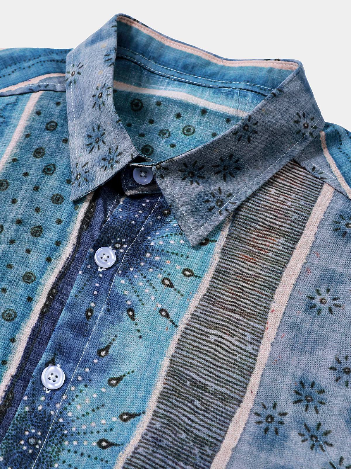Men’s Striped Short Sleeve Button Down Breathable Cool Casual Shirt