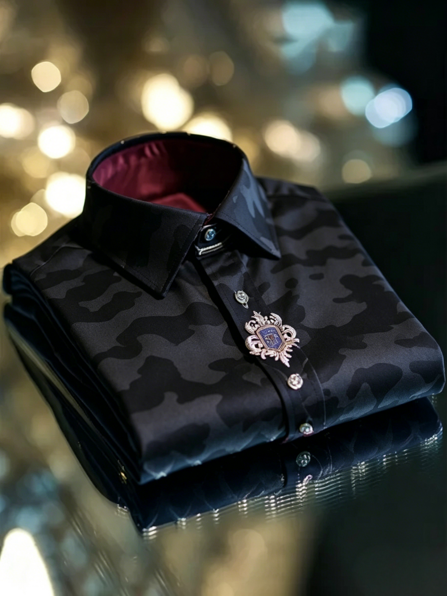 Men's Satin Luxe Long Sleeve Button Down Shirt