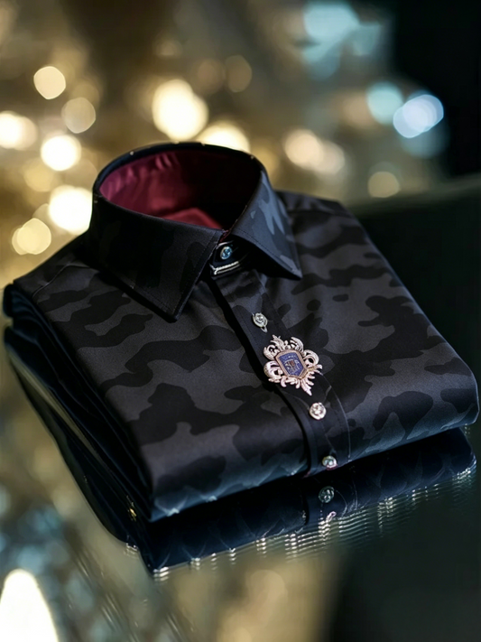 Men's Satin Luxe Long Sleeve Button Down Shirt