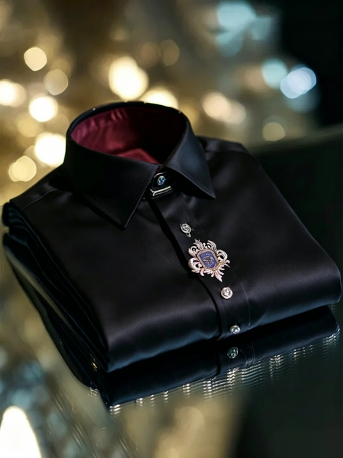 Men's Satin Luxe Long Sleeve Button Down Shirt