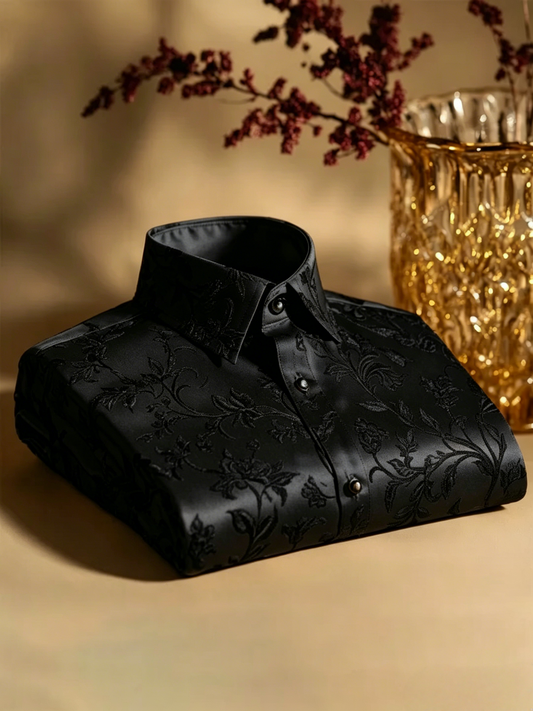 Men's Satin Luxury Vintage Business Long Sleeve Shirt