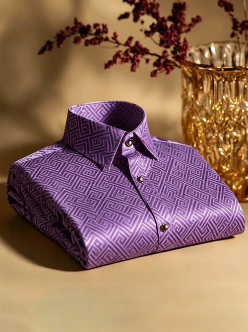 Men's Satin Luxury Vintage Business Long Sleeve Shirt
