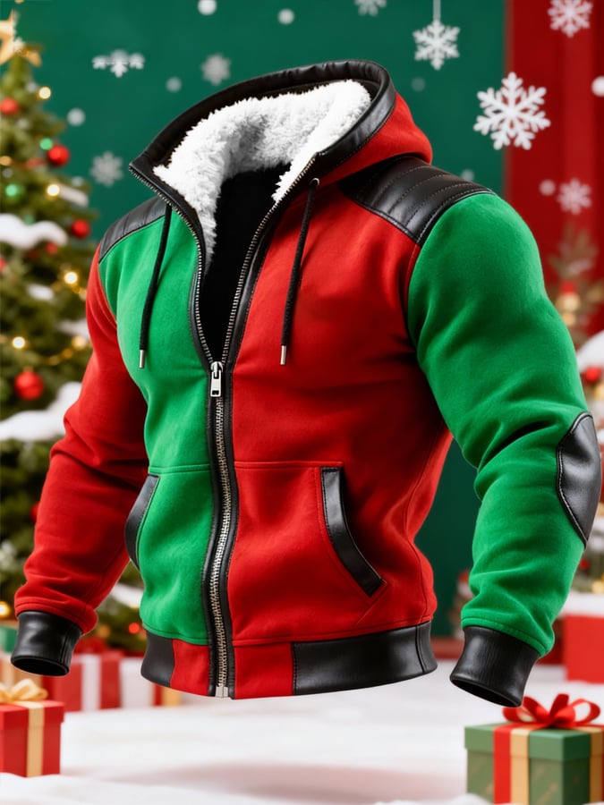 Men's Vintage Suede Christmas Plush Warm Jacket