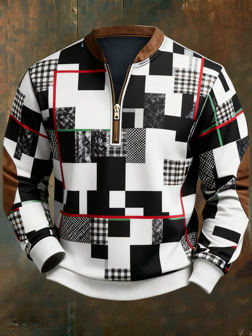 Men's Casual Geometric Color Block Print Sweatshirt