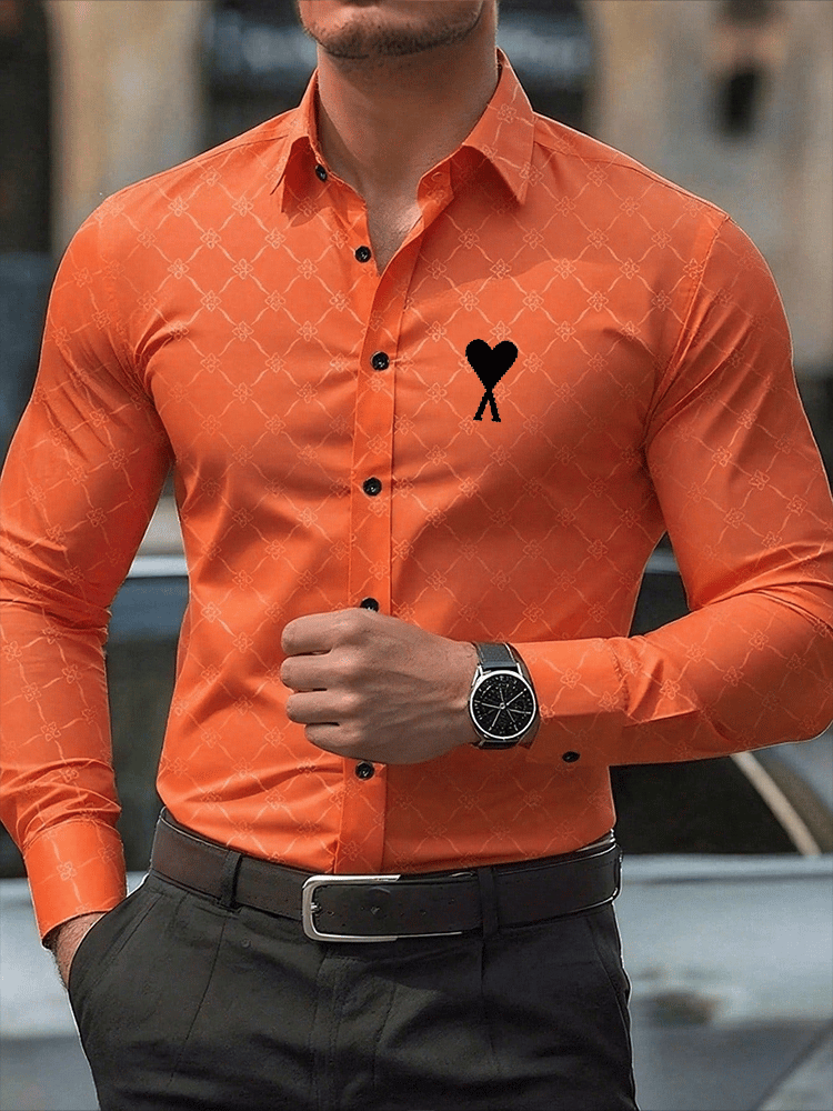 Men's Street Style Business Casual Printed Long Sleeve Shirt