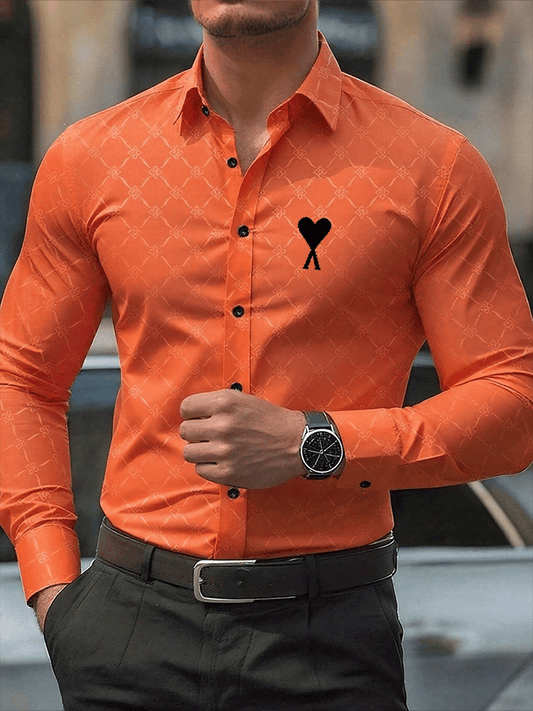 Men's Street Style Business Casual Printed Long Sleeve Shirt