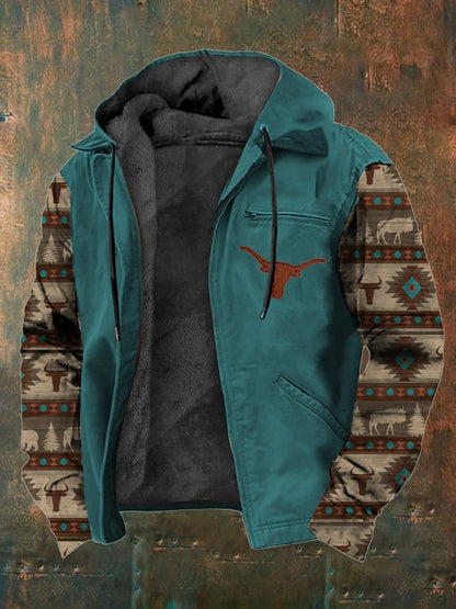 Men's Western Style Vintage Yak Plush Multi-Pocket Jacket