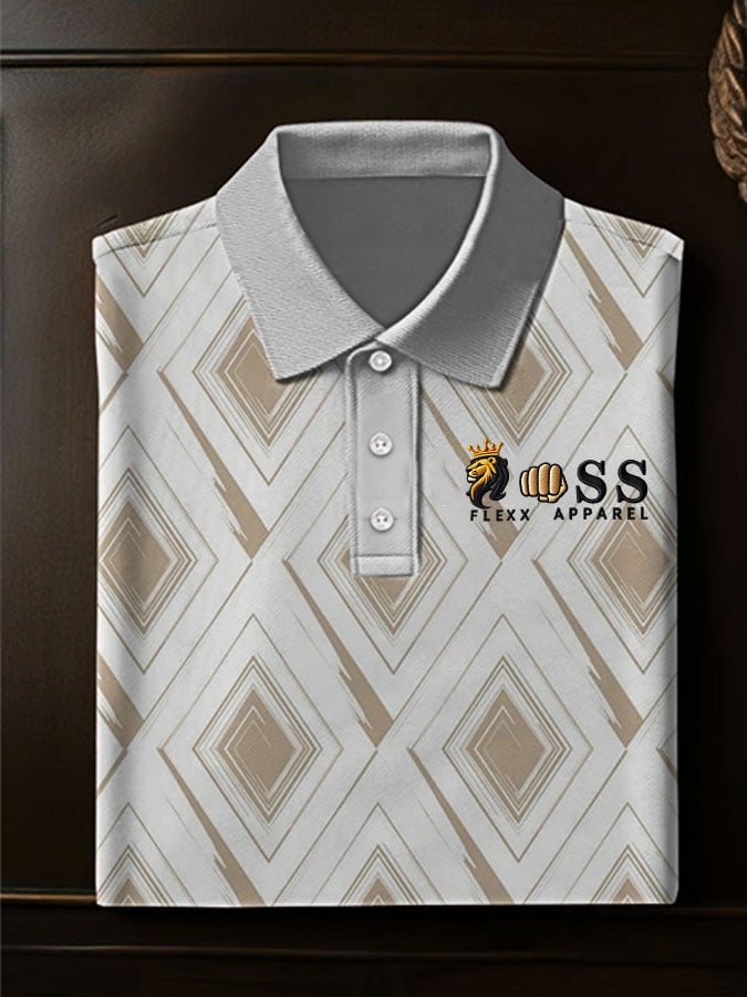 Men's Stylish Business Style Letter Check Casual POLO Shirt