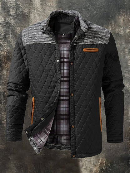 Men's Vintage Quilted Leather Patchwork Cotton Jacket