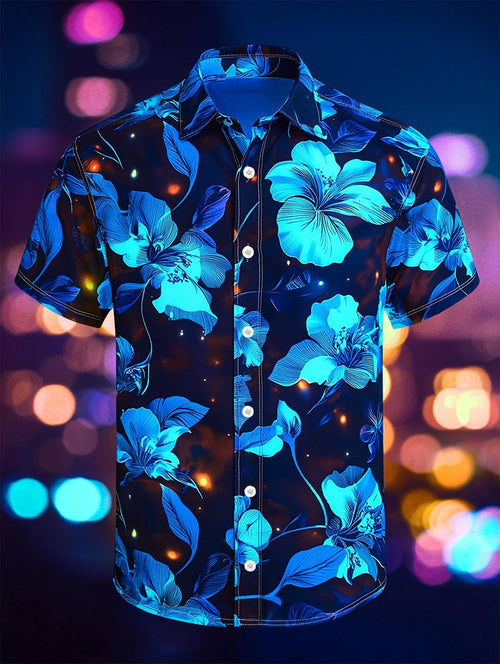 Men's Resort Casual Floral Art Short Sleeve Shirt