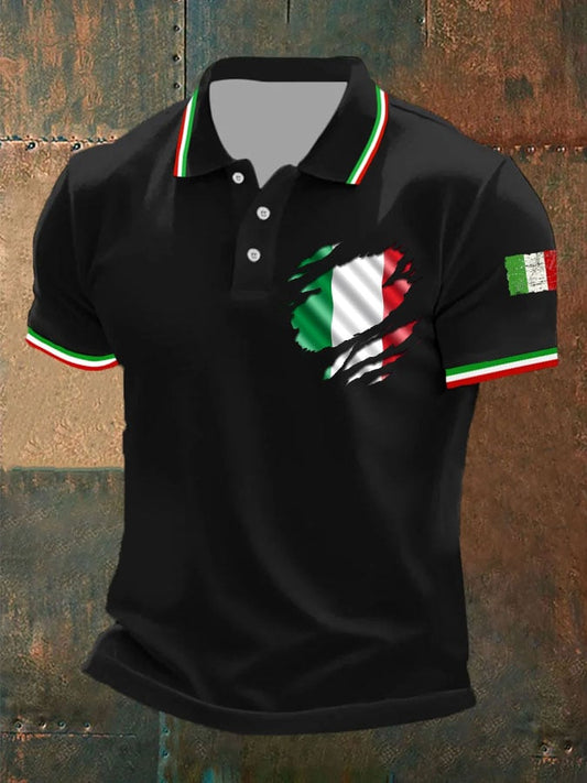 Men's Vintage Italy Printed Casual Polo Shirt