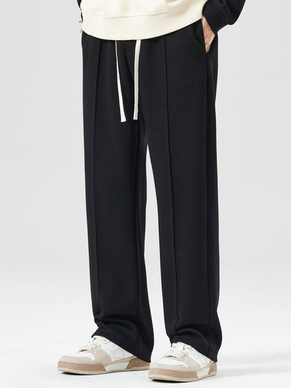 Relax Fit Line Dachshund Print Contrast Polo Sweatshirt & Straight Leg Pleated Pintuck Sweatpants