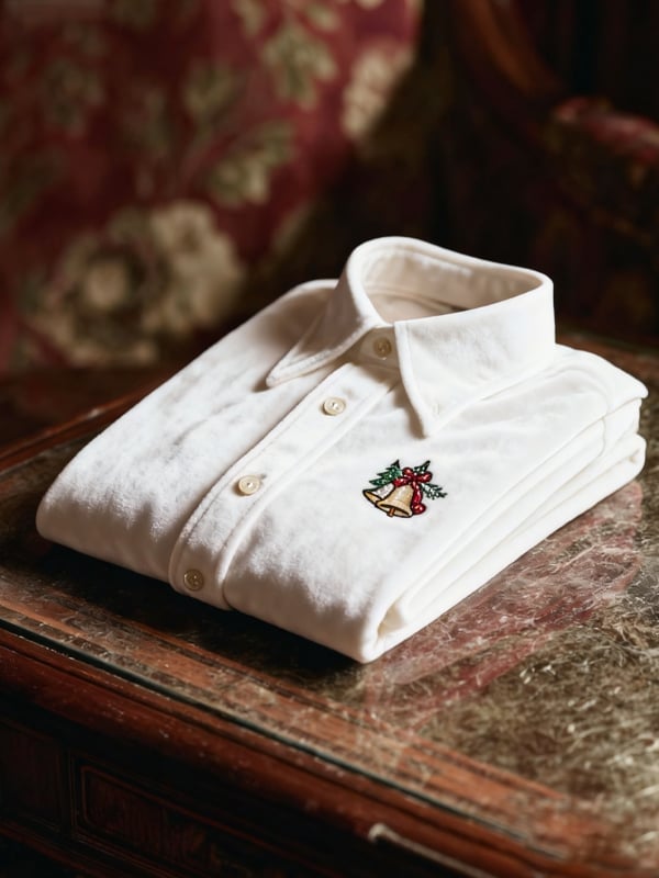 Men's Velvet Rhinestone Christmas Logo Casual Long Sleeve Shirt