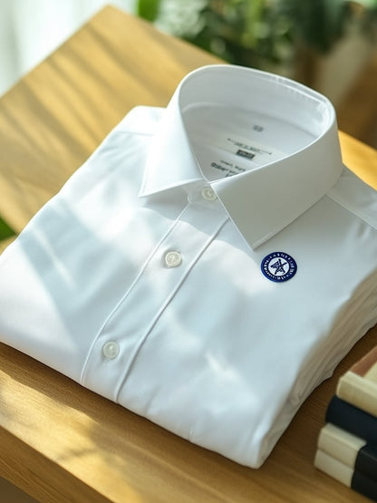 Men's Business Casual Logo Lapel Short Sleeve Shirt