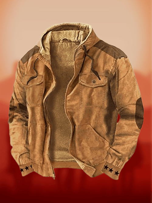 Men's Western Multi-Pocket Hooded Outdoor Farm Jacket
