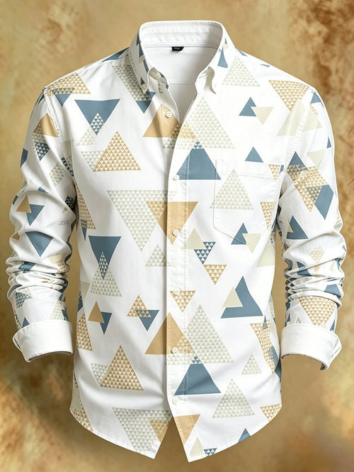 Men's Retro Abstract Art Print Comfortable Business Style Shirt