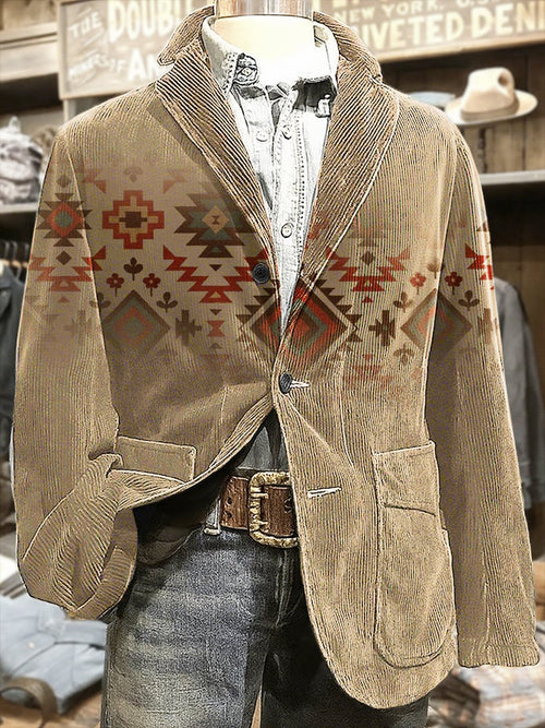 Men's Aztec Art Print Casual Coat