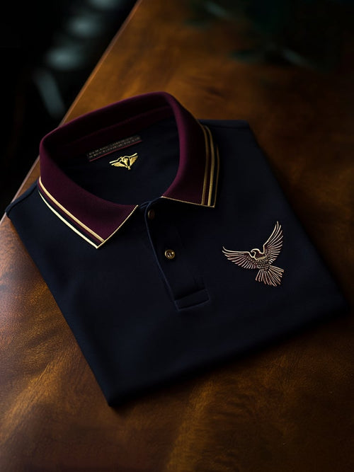 Men's Business Casual Logo Button Short Sleeve Polo Shirt