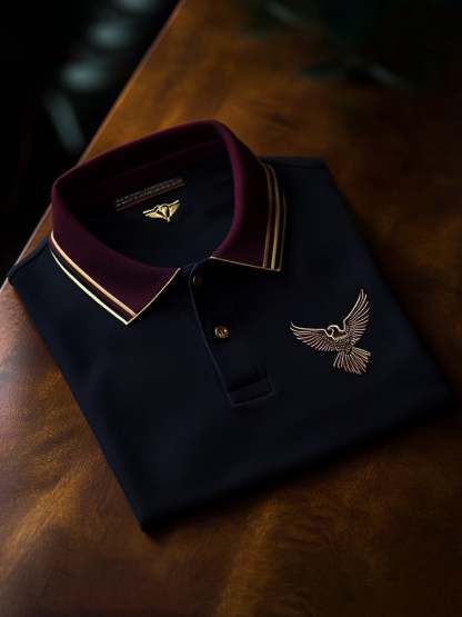 Men's Business Casual Logo Button Short Sleeve Polo Shirt