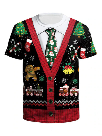Men's Casual Retro Christmas Print T-shirt
