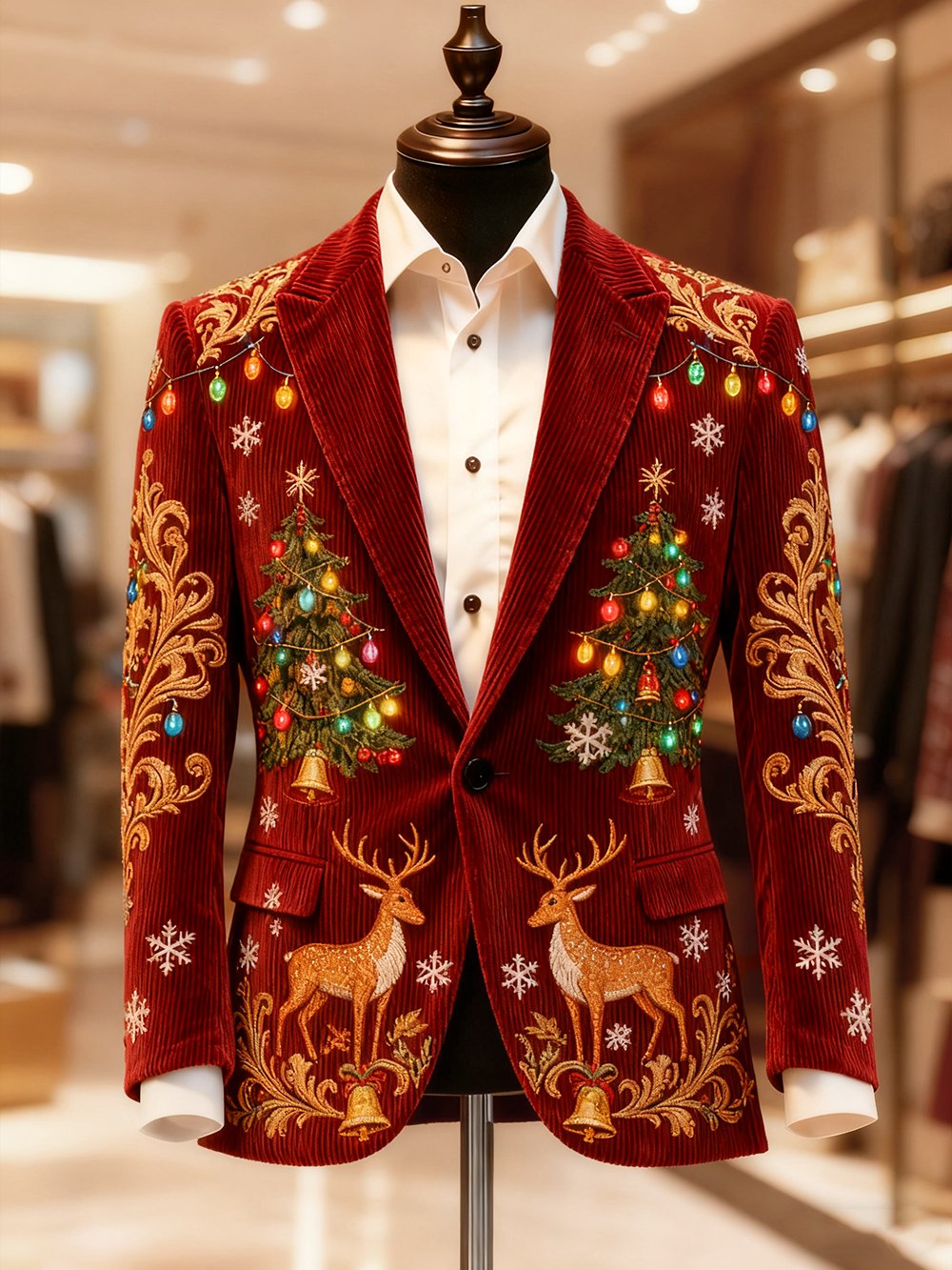 Men's Vintage Casual Christmas Party Corduroy Blazer