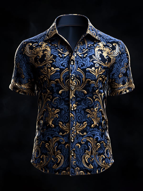 Men's Retro Gothic Pattern Short Sleeve Shirt