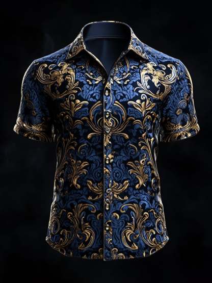 Men's Retro Gothic Pattern Short Sleeve Shirt