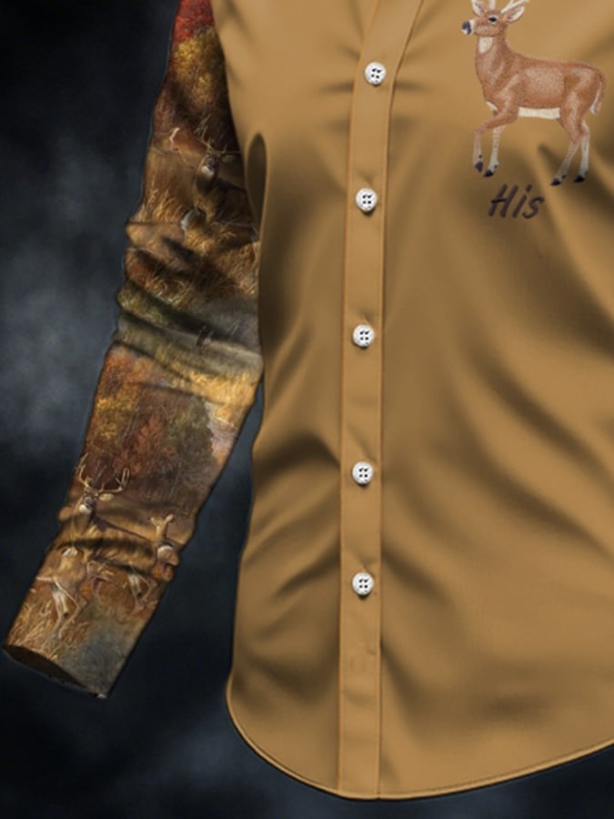 Men's Casual Simple Camouflage Elk Western Style Shirt