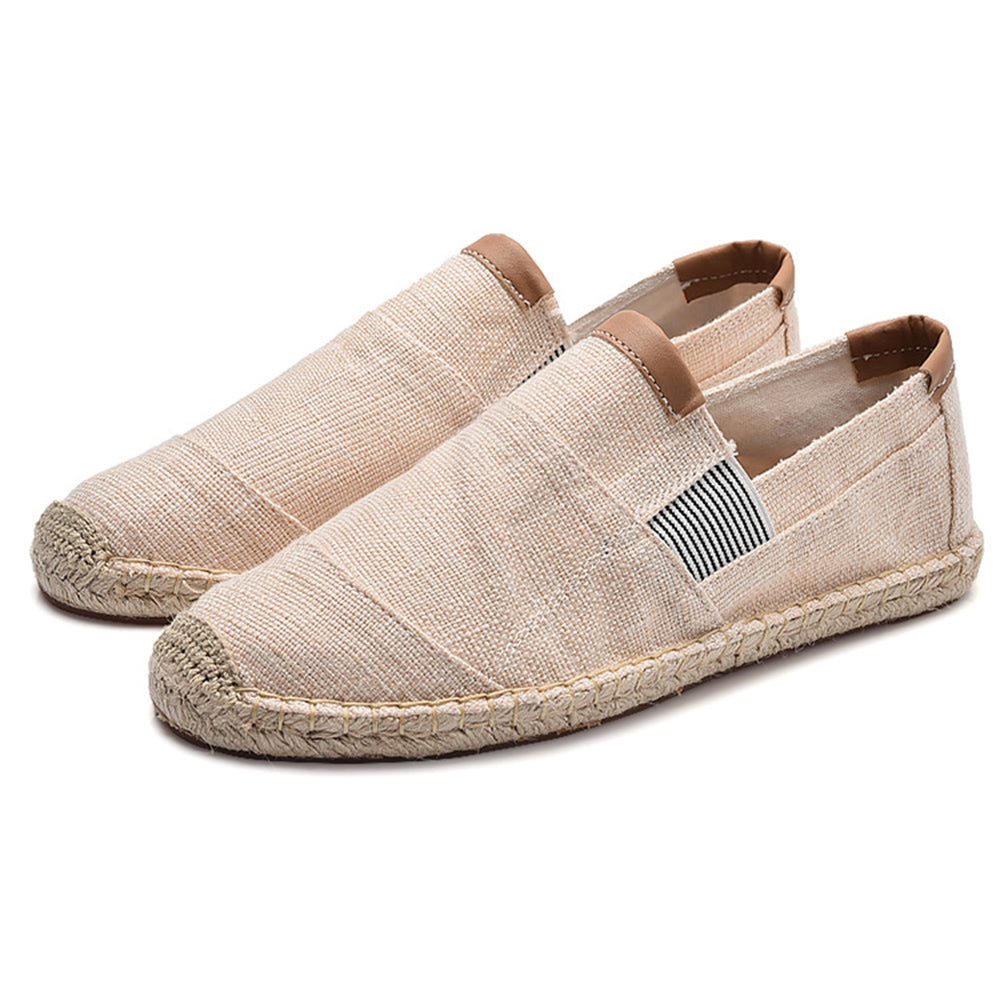 Men's Casual Stripe PU Decor Slip-On Canvas Espadrilles