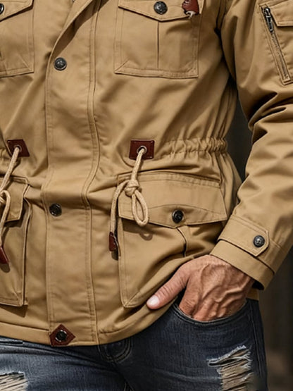 Men'S Retro Windproof Fleece Thickened Jacket
