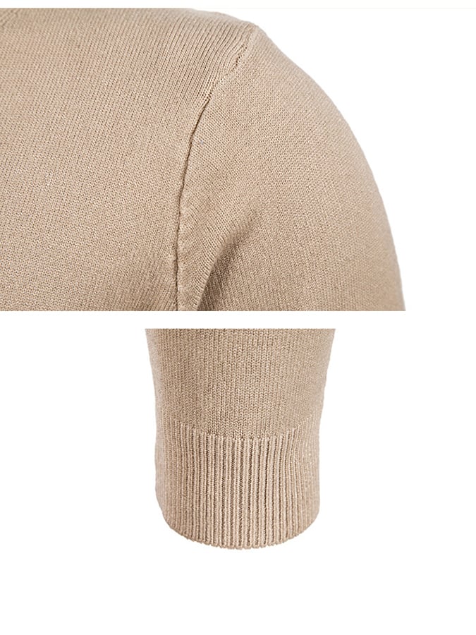 Men's Fashionable Pocket Button Design V-Neck Solid Color Sweater Jacket