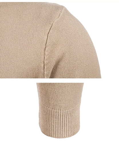 Men's Fashionable Pocket Button Design V-Neck Solid Color Sweater Jacket