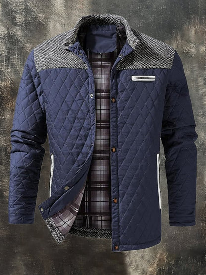 Men's Vintage Quilted Leather Patchwork Cotton Jacket