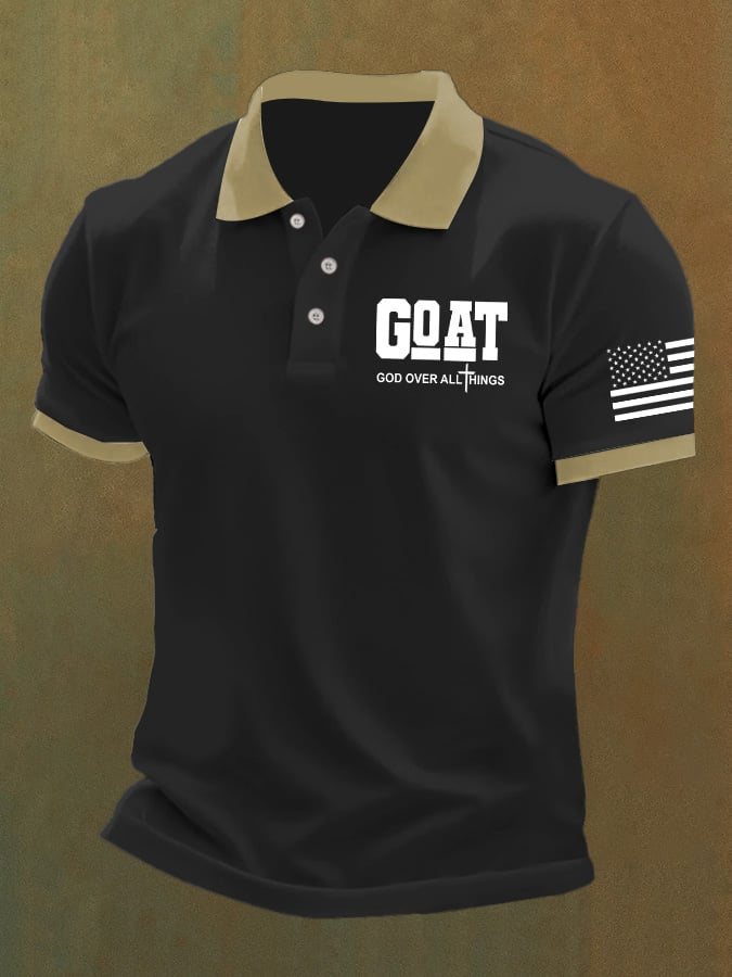 Men'S God Over All Things Print Casual Polo Shirt