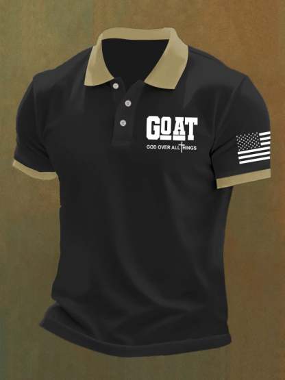 Men'S God Over All Things Print Casual Polo Shirt