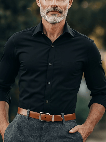 Men's Retro Business Design Printed Pocket Casual Shirt