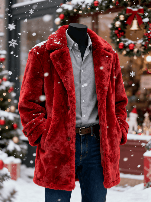 Men's flannel lapel overcoat