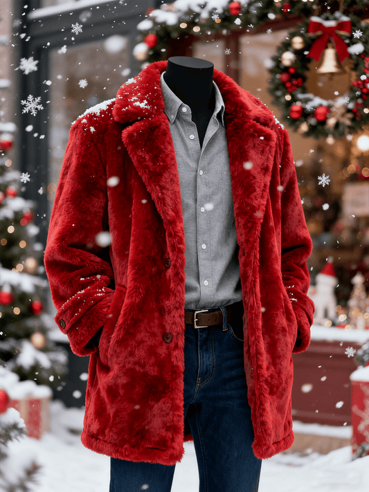 Men's flannel lapel overcoat