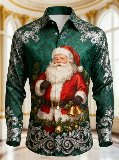 Men's  Christmas Long Sleeve Button-Down Shirt