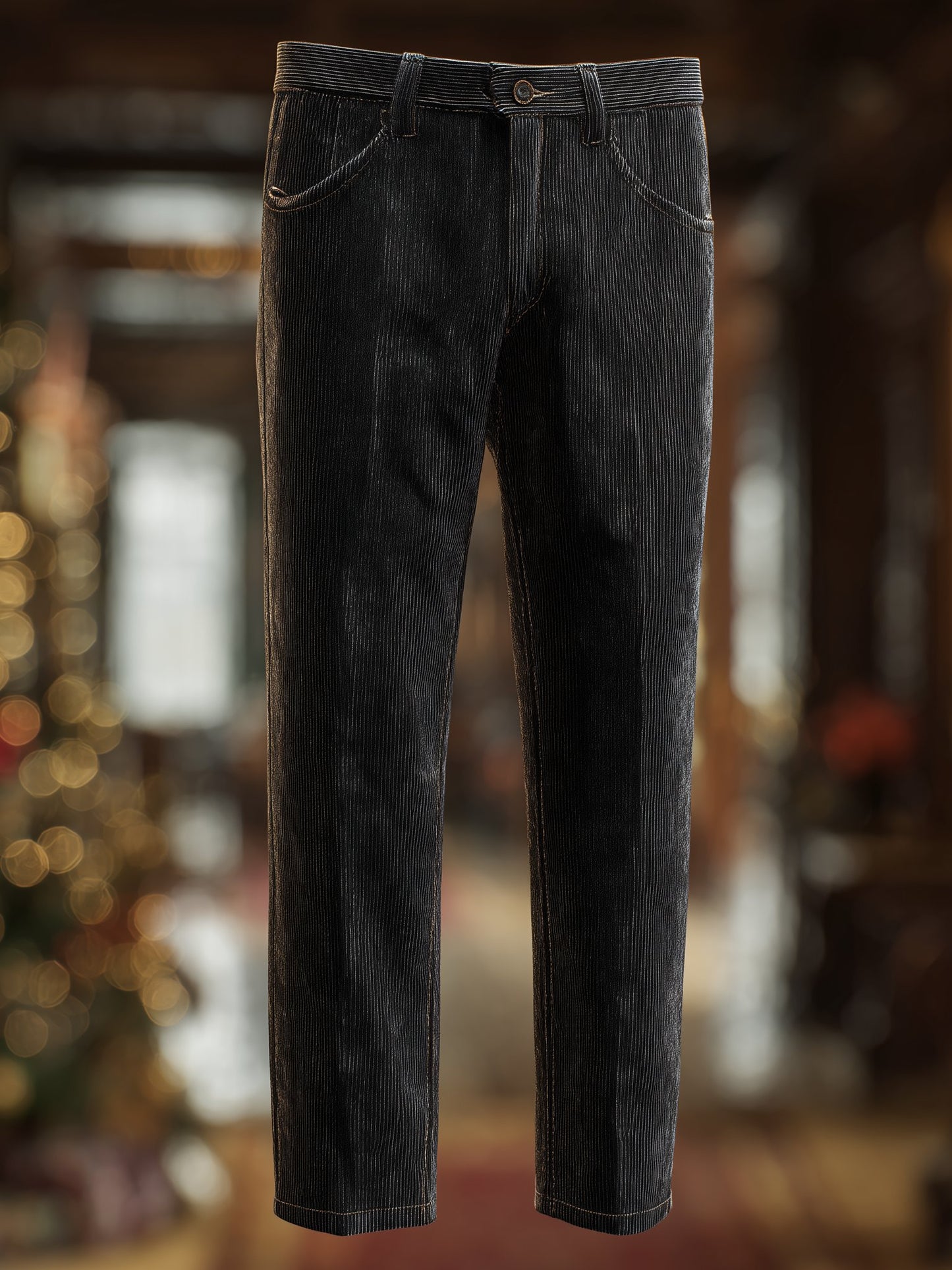 Men's Corduroy Retro Business Casual Black Pants