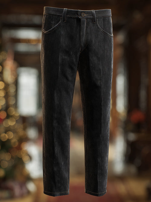 Men's Corduroy Retro Business Casual Black Pants