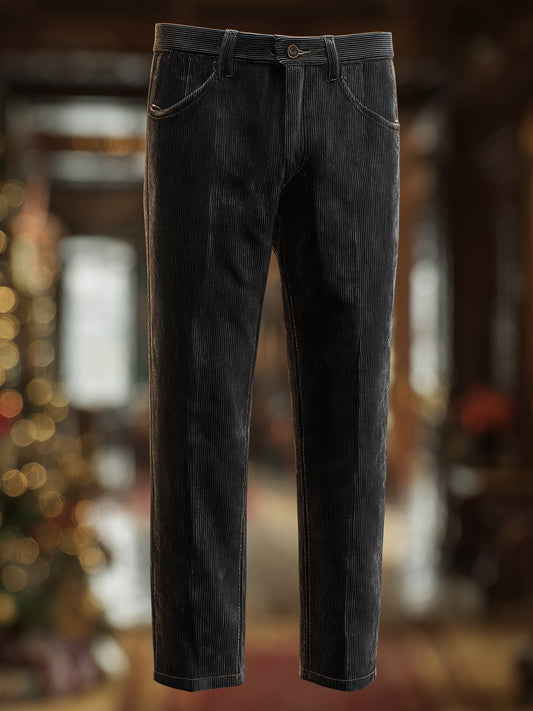 Men's Corduroy Retro Business Casual Black Pants