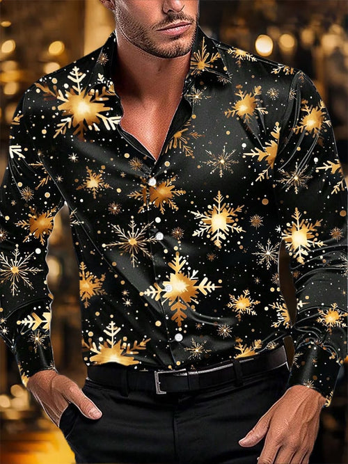Men's Luxury Christmas Print Long Sleeve Shirt