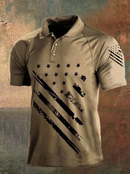 Men's Independence Day American Flag Print Casual Polo
